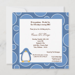 Convite para Festa de aniversário Pinguin Pok-a-Do