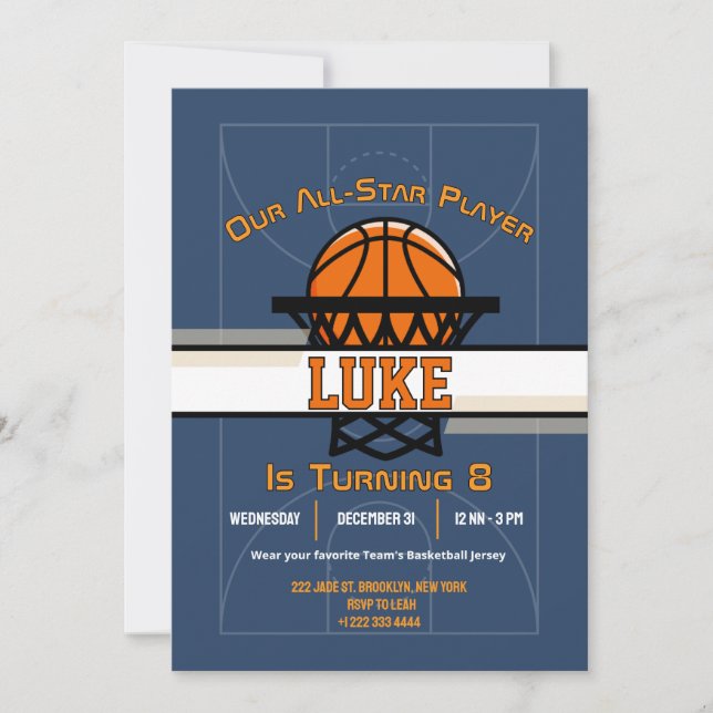 Convite para Festa de Aniversário Slam Dunk (Frente)
