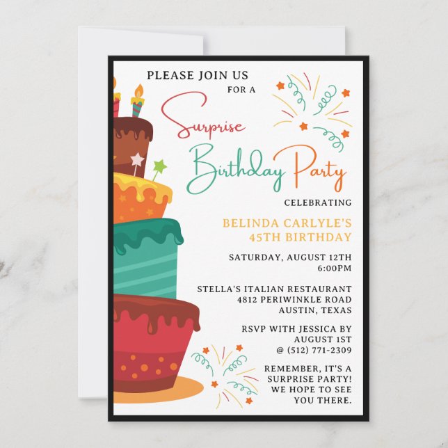 Convite para Festa de aniversário surpresa da torr (Frente)