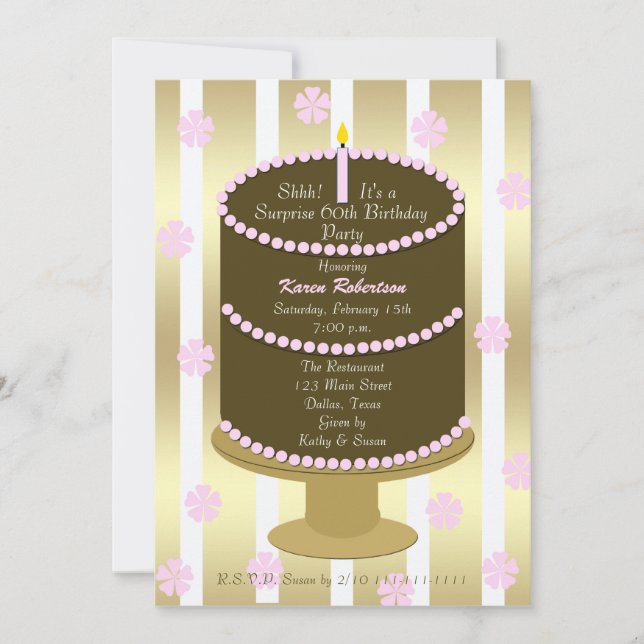 Convite para Festa de Aniversário Surpresa de 60 a (Frente)
