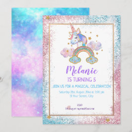 Convite para Festa de aniversário Unicorn