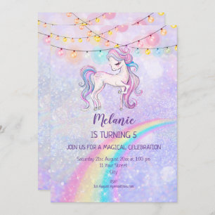 Convite para Festa de aniversário Unicorn