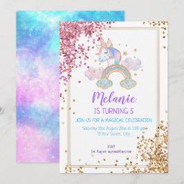 Convite para Festa de aniversário Unicorn