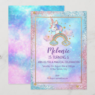 Convite para Festa de aniversário Unicorn