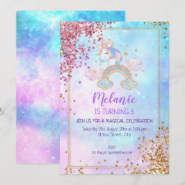 Convite para Festa de aniversário Unicorn