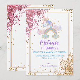 Convite para Festa de aniversário Unicorn