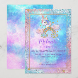 Convite para Festa de aniversário Unicorn