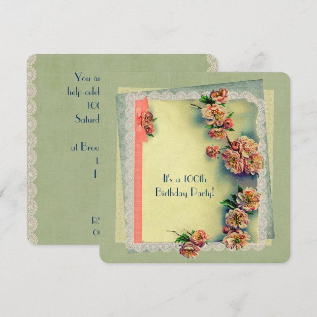 Convite para Festa de aniversário Vintage (Frente/Verso)