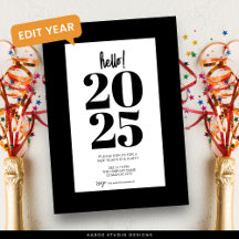 Convite para Festa de Ano Novo Preta Moderna