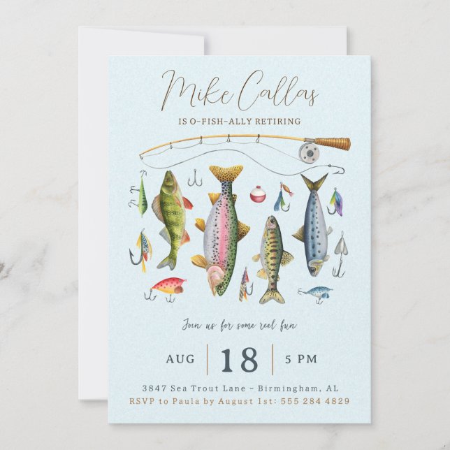 Convite para Festa de Aposentadoria de Pesca (Frente)
