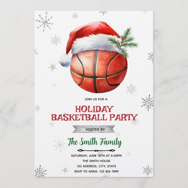 convite para festa de basquete de Natal (Frente)
