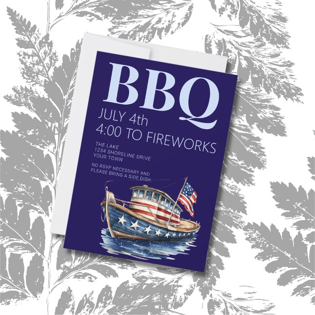 Convite para Festa de BBQ de 4 de Julho (Criador carregado)