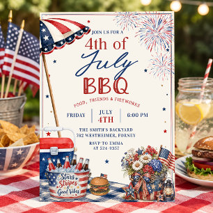 Convite para Festa de BBQ de 4 de Julho de Verão