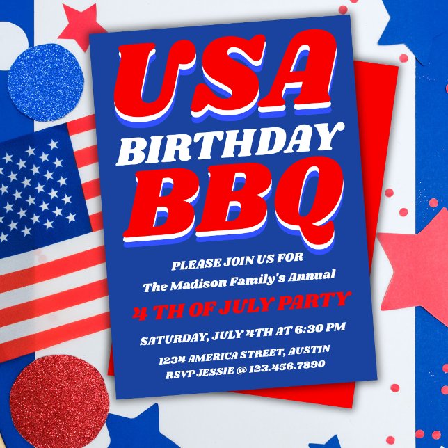 Convite para Festa de BBQ Patriótica dos EUA (Criador carregado)