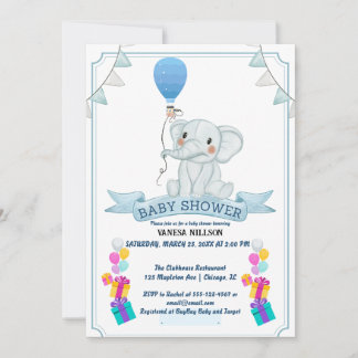 Convite para Festa de Bebê Balão de Elefante