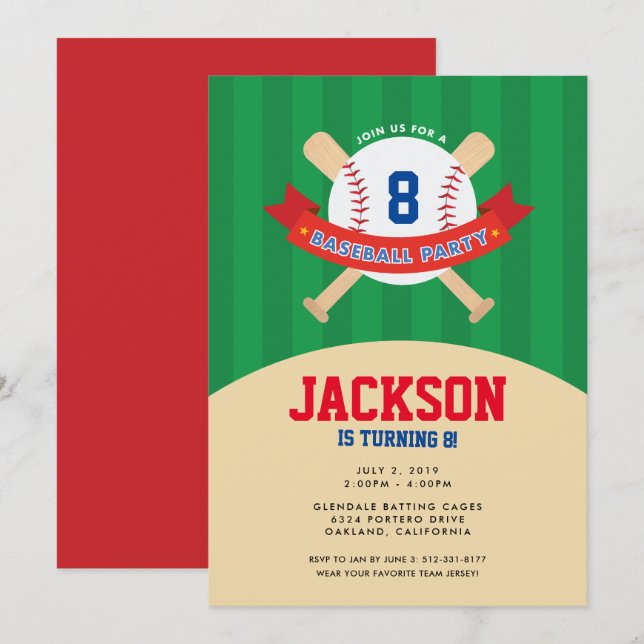 Convite para Festa de Beisebol (Frente/Verso)