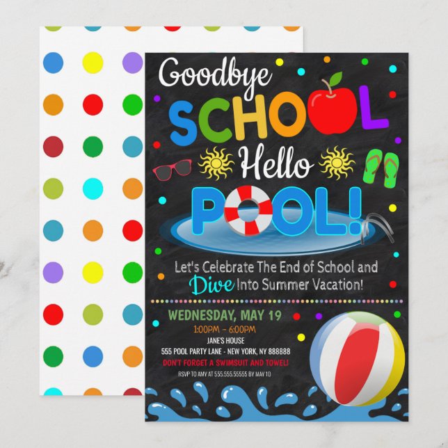 Convite para Festa de Boas Vindas à Piscina após A (Frente/Verso)