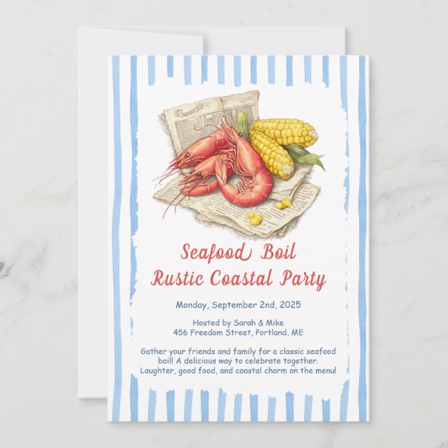 Convite para Festa de Boil de Frutos do Mar – Rúst (Frente)