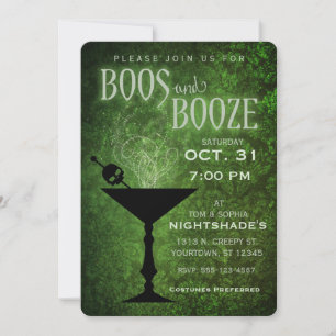 Convite para Festa de Boos e Booze no Halloween