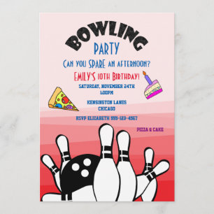 Convite para Festa de Bowling Bola e Pinos Pizza e