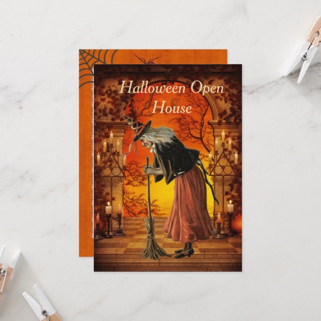 Convite para Festa de Bruxas de Vintage (Frente/Verso In Situ)