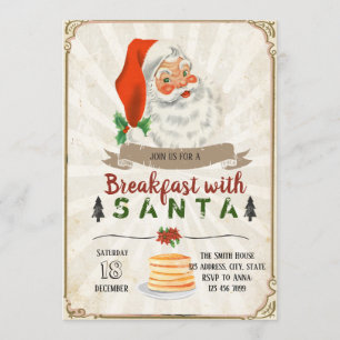 Convite para festa de café da manhã com Papai Noel