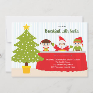 convite para festa de café da manhã com Papai Noel