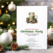 Convite para festa de café tarde de Natal retrô ra