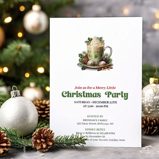 Convite para festa de café tarde de Natal retrô ra (Radiant retro Christmas angel party invitation

)