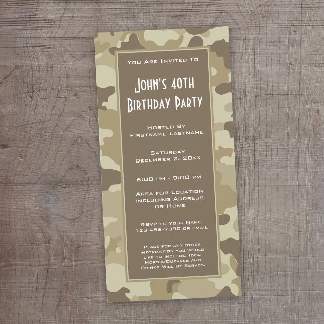 Convite para Festa de Camuflagem Militar (Camouflage Birthday Invitation or Other Party!)
