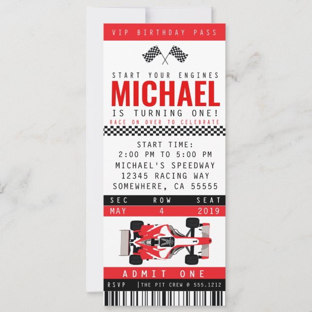 CONVITE PARA FESTA DE CARRO DE CORRIDA (Frente)