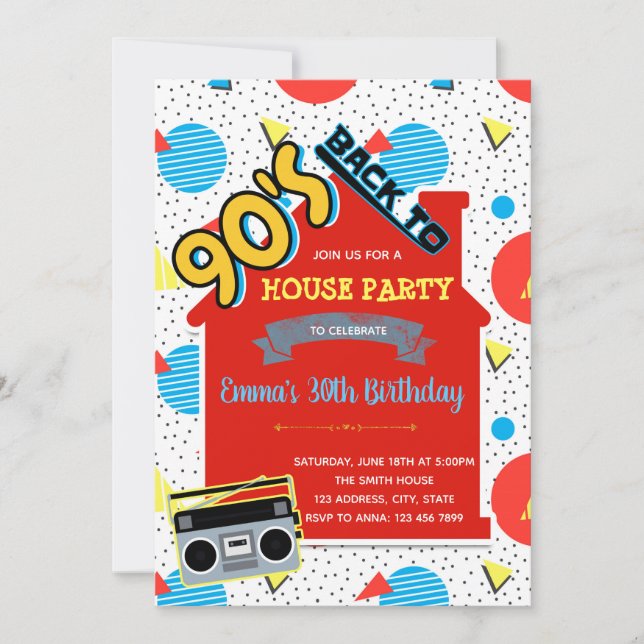 Convite para Festa de Casa dos Anos 90 (Frente)