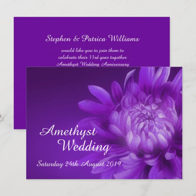 Convite para festa de casamento ametista 33º (Frente/Verso)