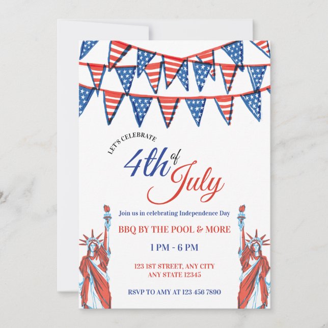 Convite para Festa de Celebração Patriótica do 4 d (Frente)