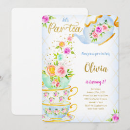 Convite para Festa de Chá de Aniversário Dourado