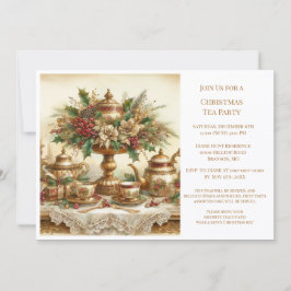 Convite para Festa de Chá de Natal Vintage Elegant