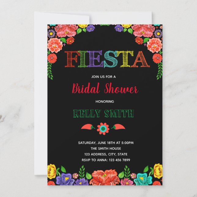 Convite para festa de chá de noiva fiesta (Frente)