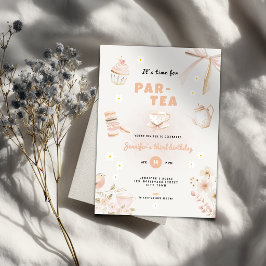 Convite para Festa de Chá de Pastel para Meninas -