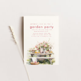 Convite para Festa de Chá no Jardim em Aquarela