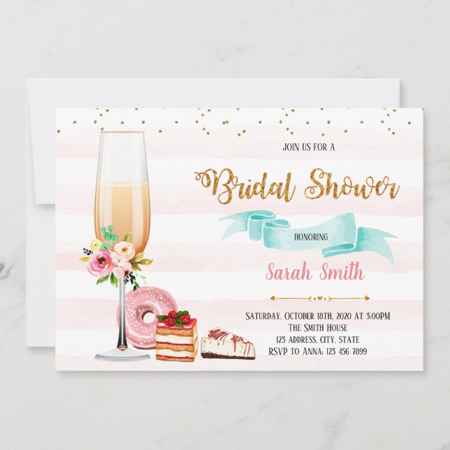 Convite para festa de champanhe e sobremesa (Frente)