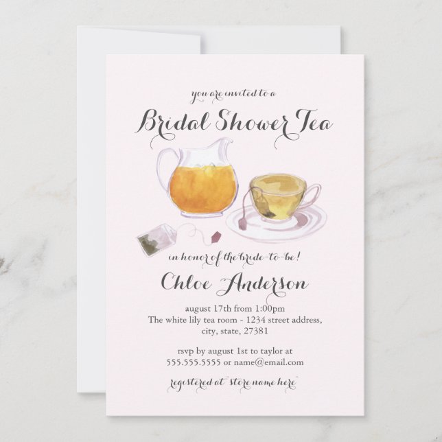 Convite para Festa de Chic Teacup Chá de panela Te (Frente)