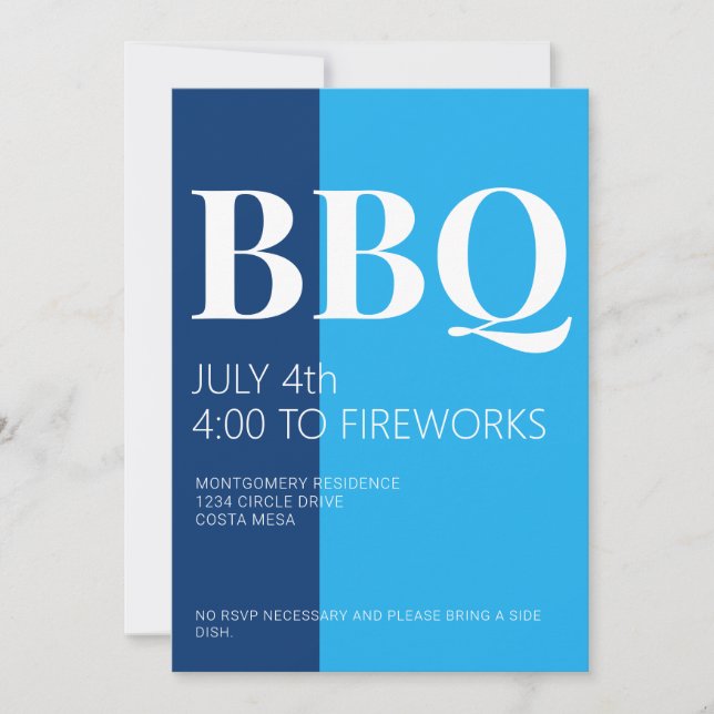 Convite para Festa de Churrasco de 4 de Julho (Frente)