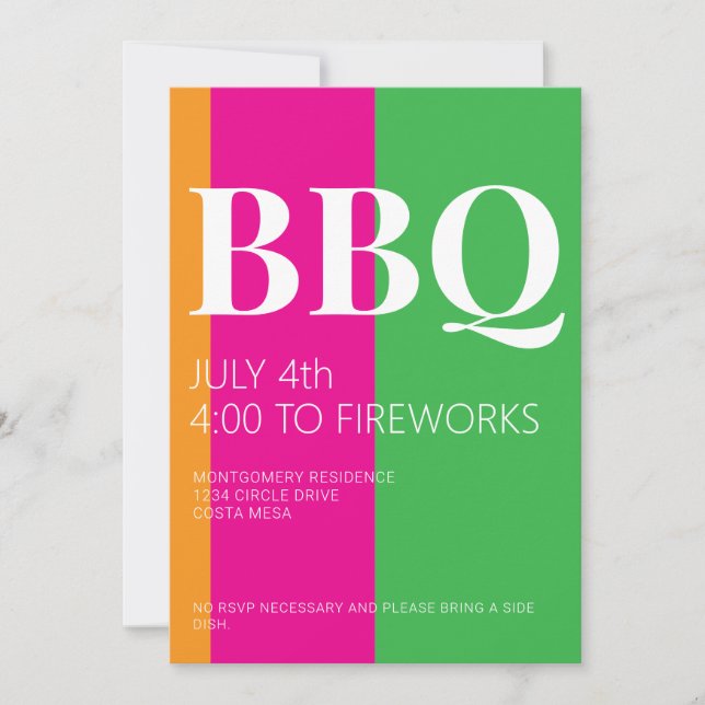 Convite para Festa de Churrasco de 4 de Julho (Frente)