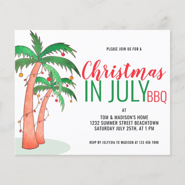 Convite para Festa de Churrasco de Natal em Julho  (Frente)