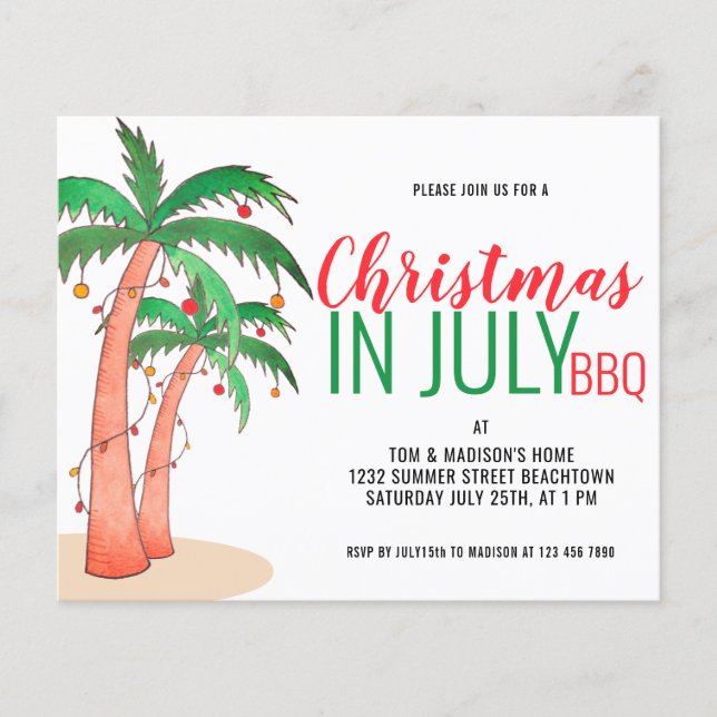 Convite para Festa de Churrasco de Natal em Julho  (Frente)
