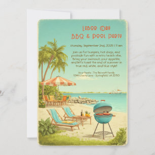 Convite para Festa de Churrasco e Piscina no Dia d