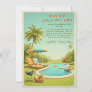 Convite para Festa de Churrasco e Piscina no Dia d