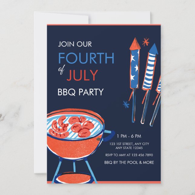 Convite para Festa de Churrasco Patriótica de 4 de (Frente)