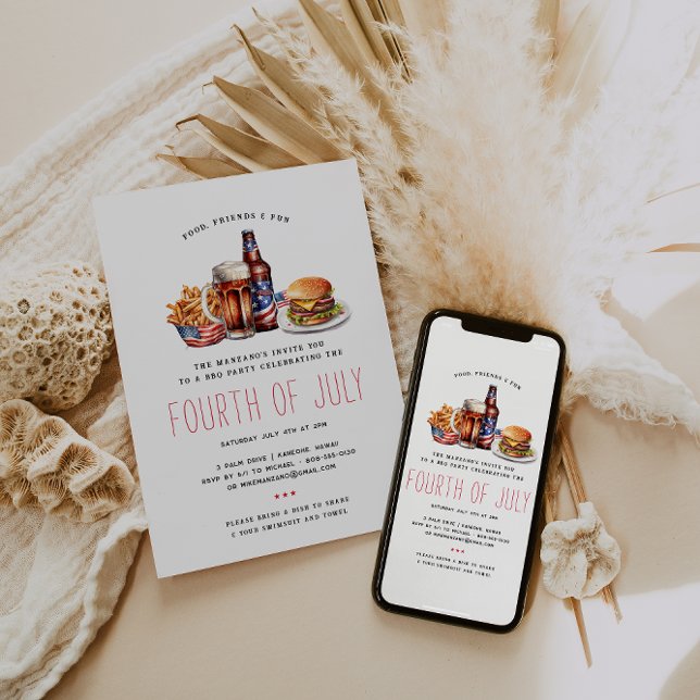 Convite para Festa de Churrasco Patriótica do Dia  (Criador carregado)