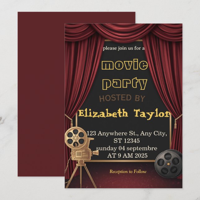 Convite para Festa de Cinema – Noite de Cinema Div (Frente/Verso)